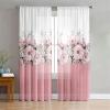 Odot Semi-Sheer Curtains for Living Room, 3D Flower Pattern Voile Curtains with Rod Pockets, Set of 2, Flower Leaf A, 140 x 275 cm view 1