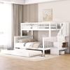 SUKY Bunk Bed, 90 x 200 cm and 140 x 200 cm, White, with Slats (Mattress Not Included), Pine, with Rolling Storage and Stairs view 2