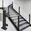 Generic Black Glass Railing Post Clamp for Stairs and Decks, Square Balustrade System, 60–120 cm Glass Panel Holder, 47.2 in End Post, Durable Black Finish view 1