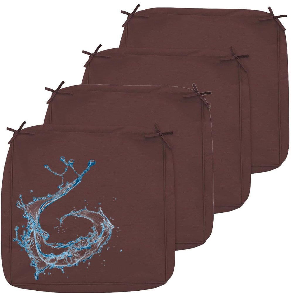 JORTUIO Outdoor Sofa Cushion Covers, 4-Pack, Dark Coffee, 55 × 50 × 10 cm