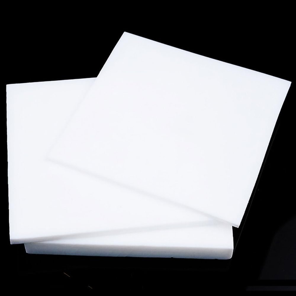 XJJDCB White PTFE Teflon Plastic Sheet, 0.530 mm Thick, Formable Fluoropolymer Sheet, Heat-Resistant, Chemical-Resistant, Insulating, 100 x 100 x 4 mm, 2 Pcs
