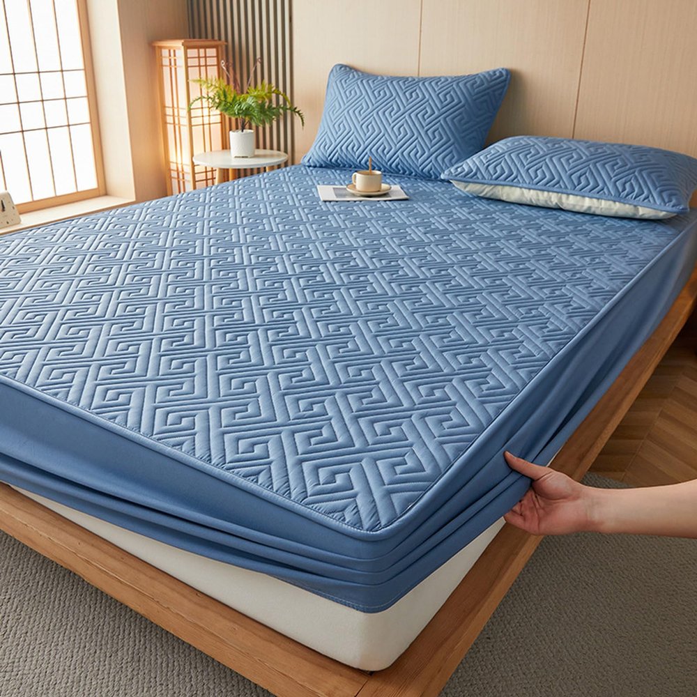 Waterproof Fitted Sheet, 120 x 200 cm + 30 cm Pillowcase, Extra Deep, Breathable Mattress Protector with Elastic Edges