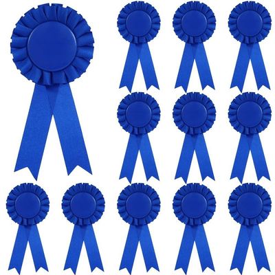 Stakee Blank Award Ribbons, 12-Pack, Blue, 1st Place