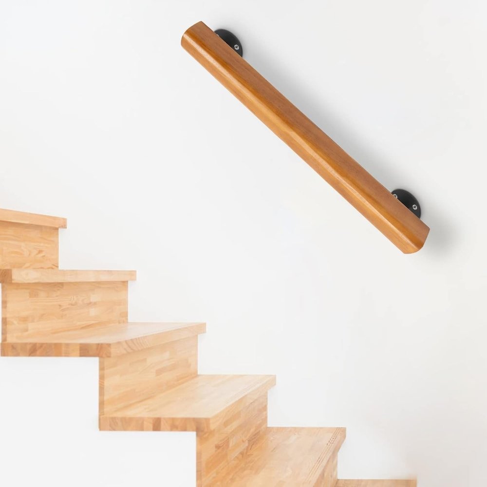 Non-Slip Wooden Stair Handrail, 36.6 m, Wall-Mounted, Grab Bar for Older Adults at Home and in the Garden, Safety Railing for Corridors and Attics, 50 cm