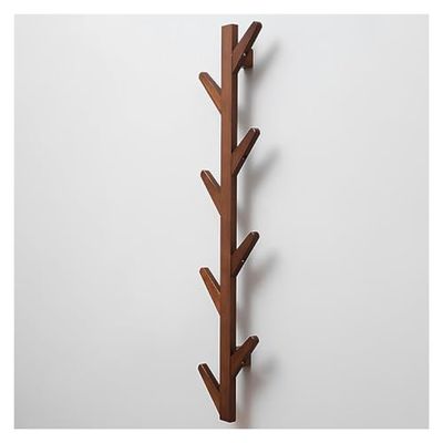Modern Solid Bamboo Wall-Mounted Coat Rack with Hooks