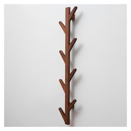 Modern Solid Bamboo Wall-Mounted Coat Rack with Hooks