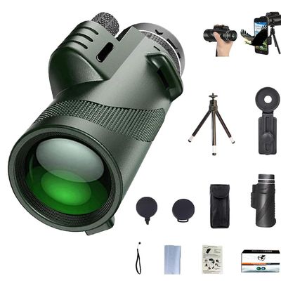 Stscope 360 Monocular Set, 80x100 HD Monocular Telescope with BAK4 Prism, FMC Lens, Smartphone Adapter and Tripod, Green