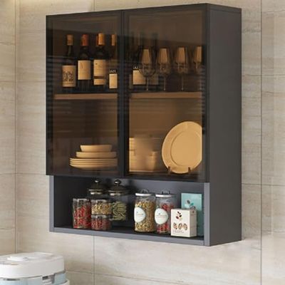 Wall-Mounted Bathroom Cabinet with Glass Doors, 60 x 30 x 80 cm