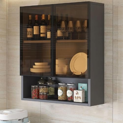 Wall-Mounted Bathroom Cabinet with Glass Doors, 60 x 30 x 80 cm