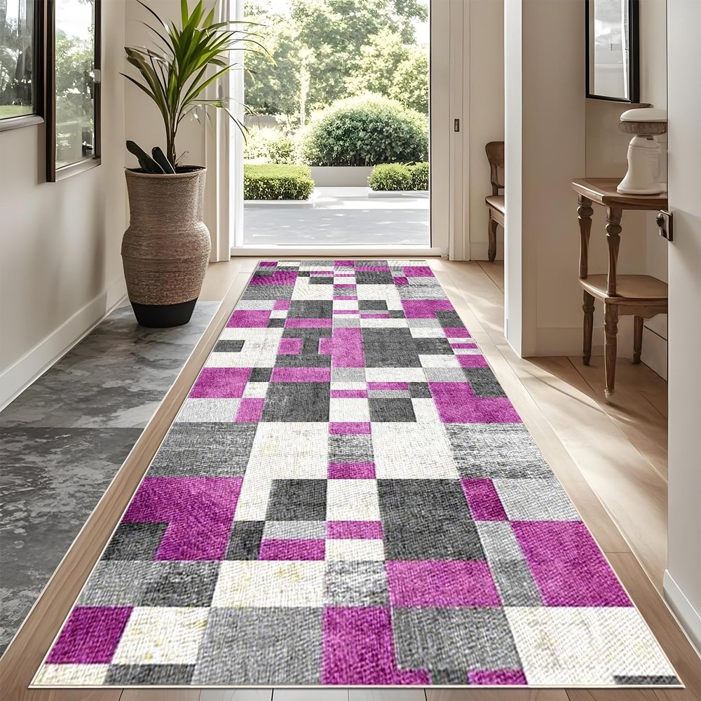 YUEAENK 80 x 450 cm Runner Rug, Washable Non-Slip Kitchen and Hallway Rug