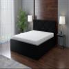 A&J MbelLand VIGI Upholstered Bed 140 x 200 cm with Mattress, Slatted Base and Storage Box, Black view 1