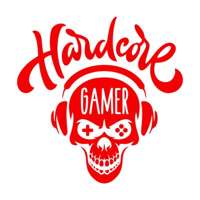 Engraved Sticker, Hardcore Scary Skull Gamer Game Room, 36 x 36.2 cm, Artistic Wall Art, RoseRed