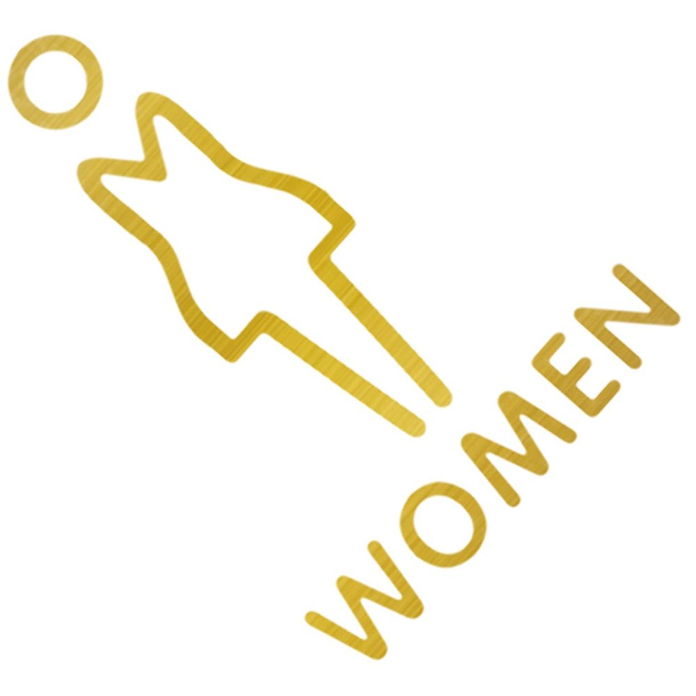 Veemoon Self-Adhesive Restroom Sign, 25 x 15 cm, Gold-Colored Plastic