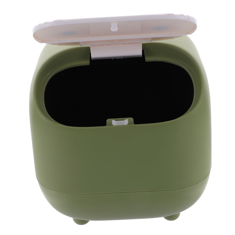 Cabilock Small Green ABS Wastebasket, Reusable and Durable, Slim Desktop Trash Can for Bathroom and Kitchen