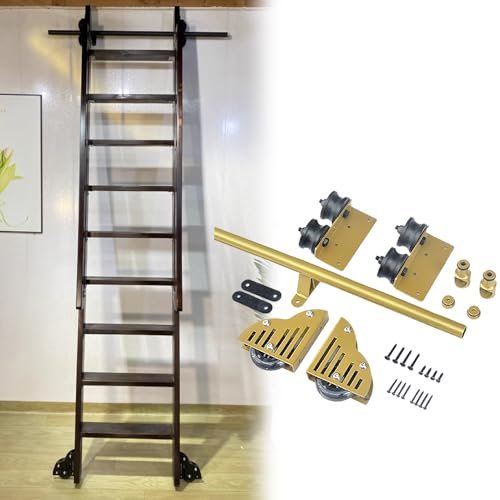Rolling Library Ladder Rail Hardware Kit for Lofts and Bookshelves