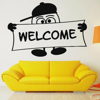 “Welcome Words” Wall Decal, Cartoon Pattern, Vinyl, 30 x 43 cm