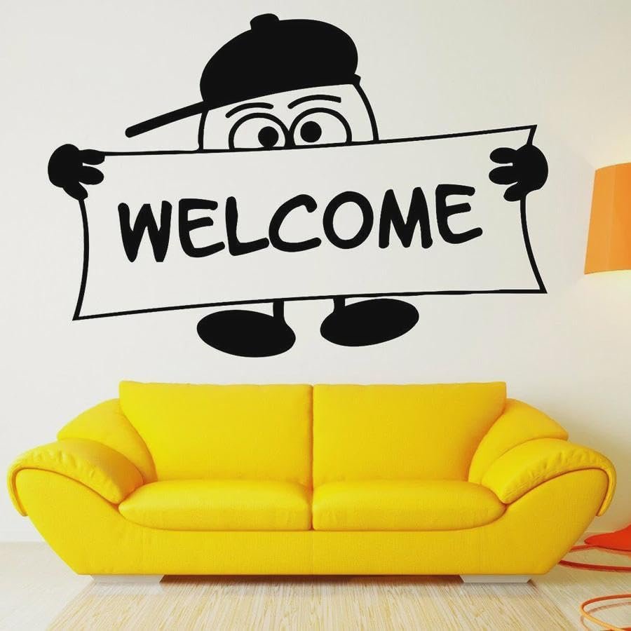 “Welcome Words” Wall Decal, Cartoon Pattern, Vinyl, 30 x 43 cm