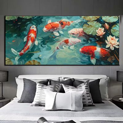 5D Diamond Painting Koi Lotus, XXL 285 x 95 cm, Full Drill Crystal Mosaic Kit