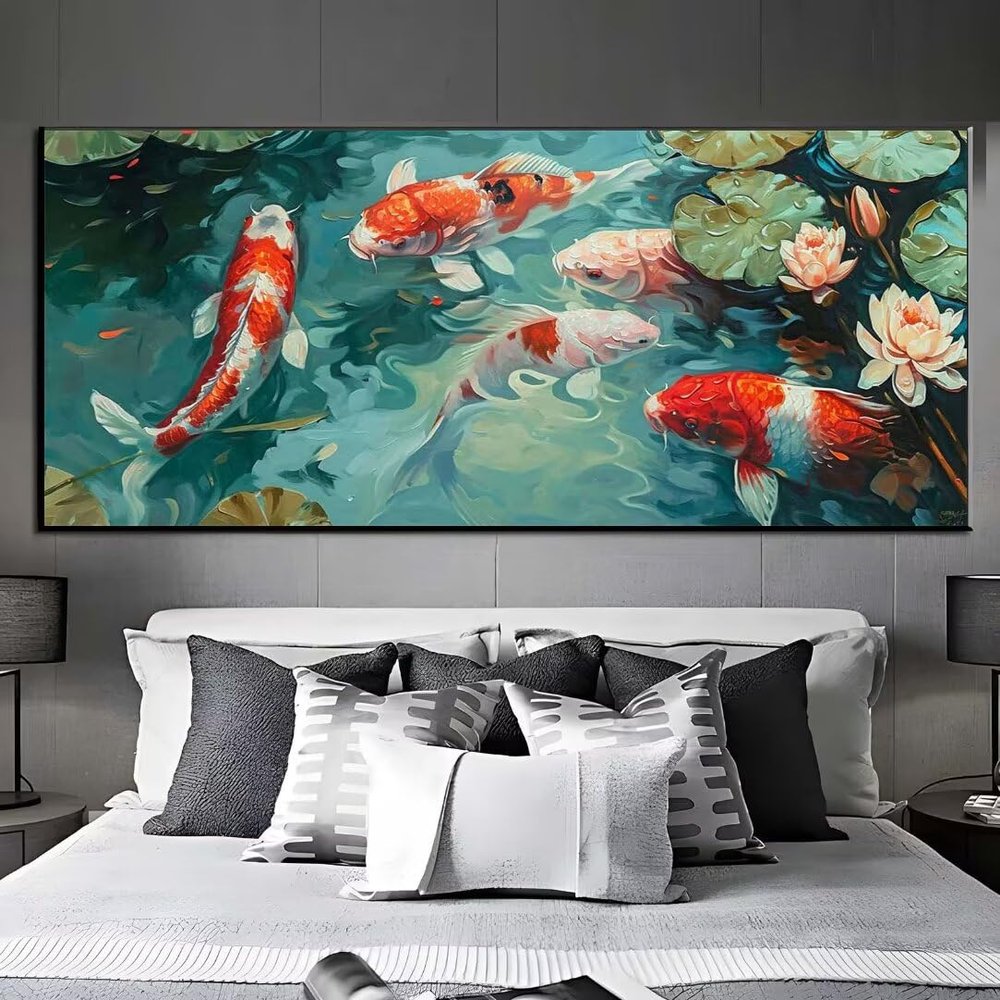 5D Diamond Painting Koi Lotus, XXL 285 x 95 cm, Full Drill Crystal Mosaic Kit