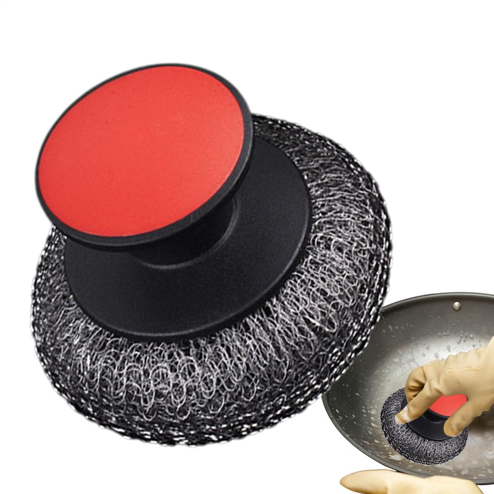 Pot & Pan Brush, Stainless Steel Dish Brush with Handle