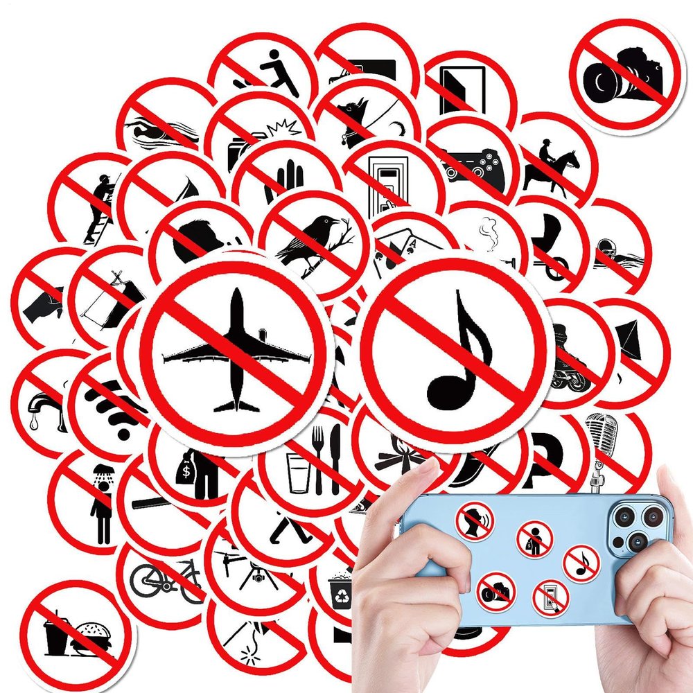 Ban Stickers - 50 Waterproof Stop Stickers
