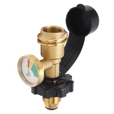 POL Gas Adapter with Gauge, Converts POL to QCC1 for Grills, Heaters, and Outdoor Kitchens