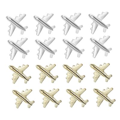 48 Airplane Push Pins, Gold Thumbtacks for Cork Boards, Decorative Metal Pins
