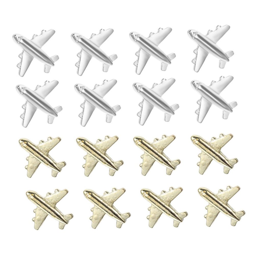 48 Airplane Push Pins, Gold Thumbtacks for Cork Boards, Decorative Metal Pins