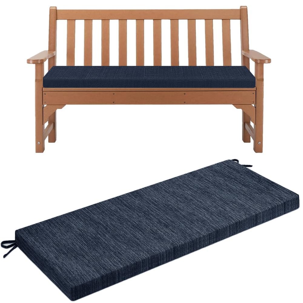 Outdoor Bench Cushion, Linen Fabric, Washable, 200 x 30 x 5 cm, No. 2
