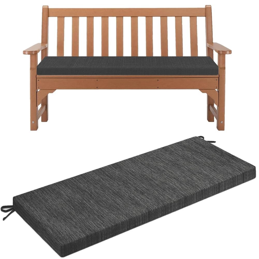 Outdoor Bench Cushion, Linen Fabric, Washable, 110 x 30 x 5 cm, No. 5