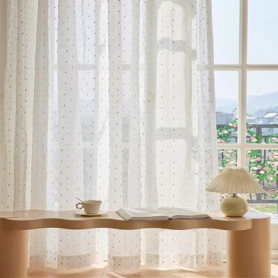 Homxi Semi-Sheer Bedroom Curtains, 2-Piece Set, 2 x 54 W x 108 H in, White Jacquard Pattern, Grommet Top