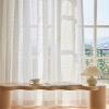 Homxi Semi-Sheer Bedroom Curtains, 2-Piece Set, 2 x 54 W x 108 H in, White Jacquard Pattern, Grommet Top view 1