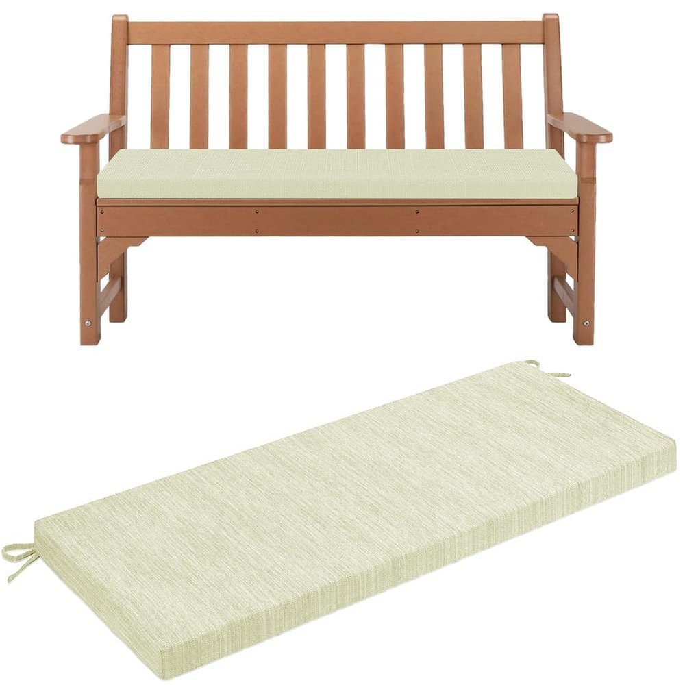 Outdoor Bench Cushion, Linen, Washable, 130 x 30 x 5 cm, No. 6