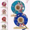 Vintage Hand Fan, Japanese Floral Design, Bamboo Pocket Fan view 3