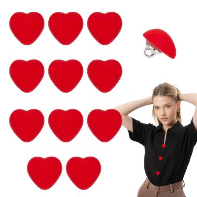letsinstyle 12 Pack Decorative Heart Buttons 12mm Red Resin