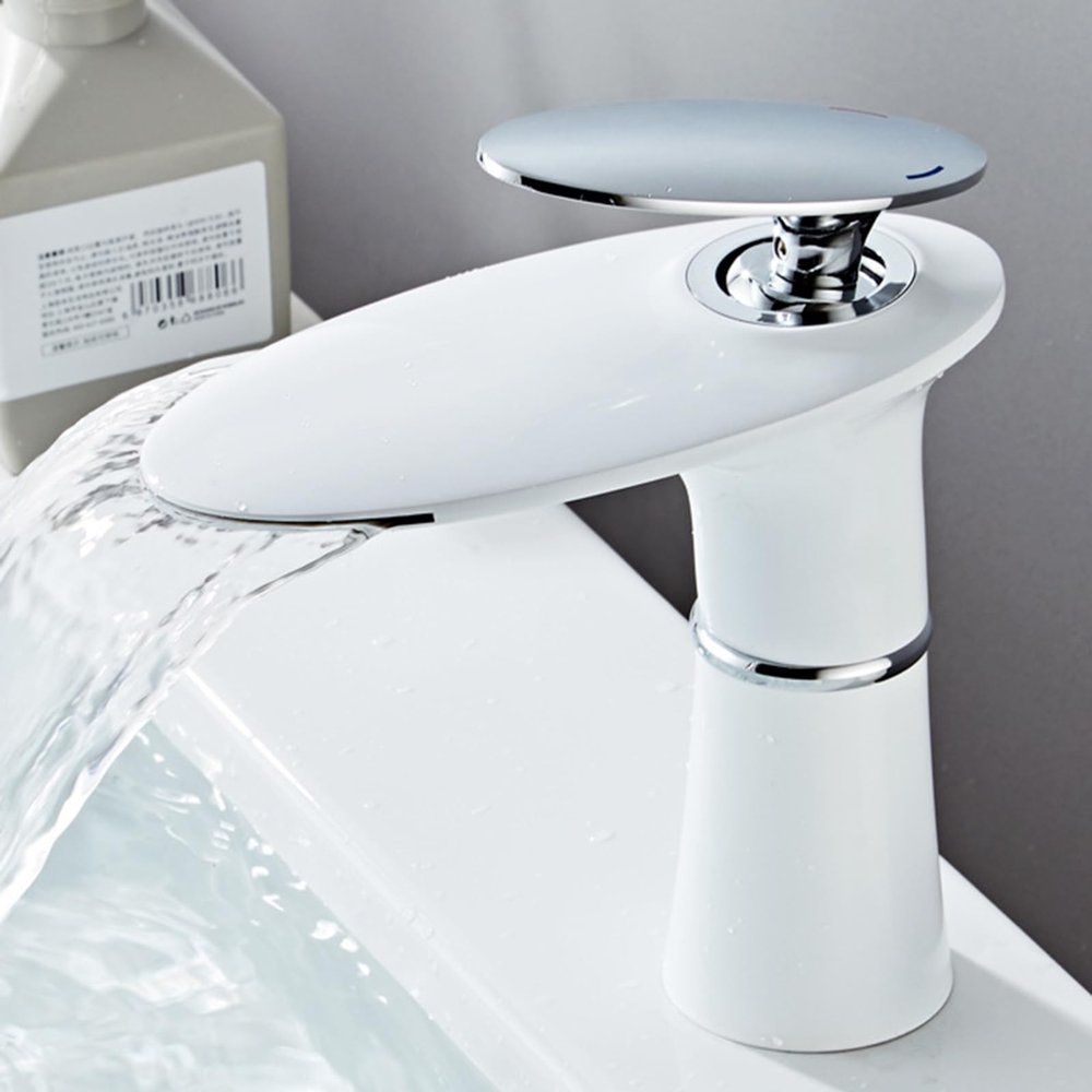 Black Single-Handle Waterfall Faucet for Kitchen or Bathroom Sink