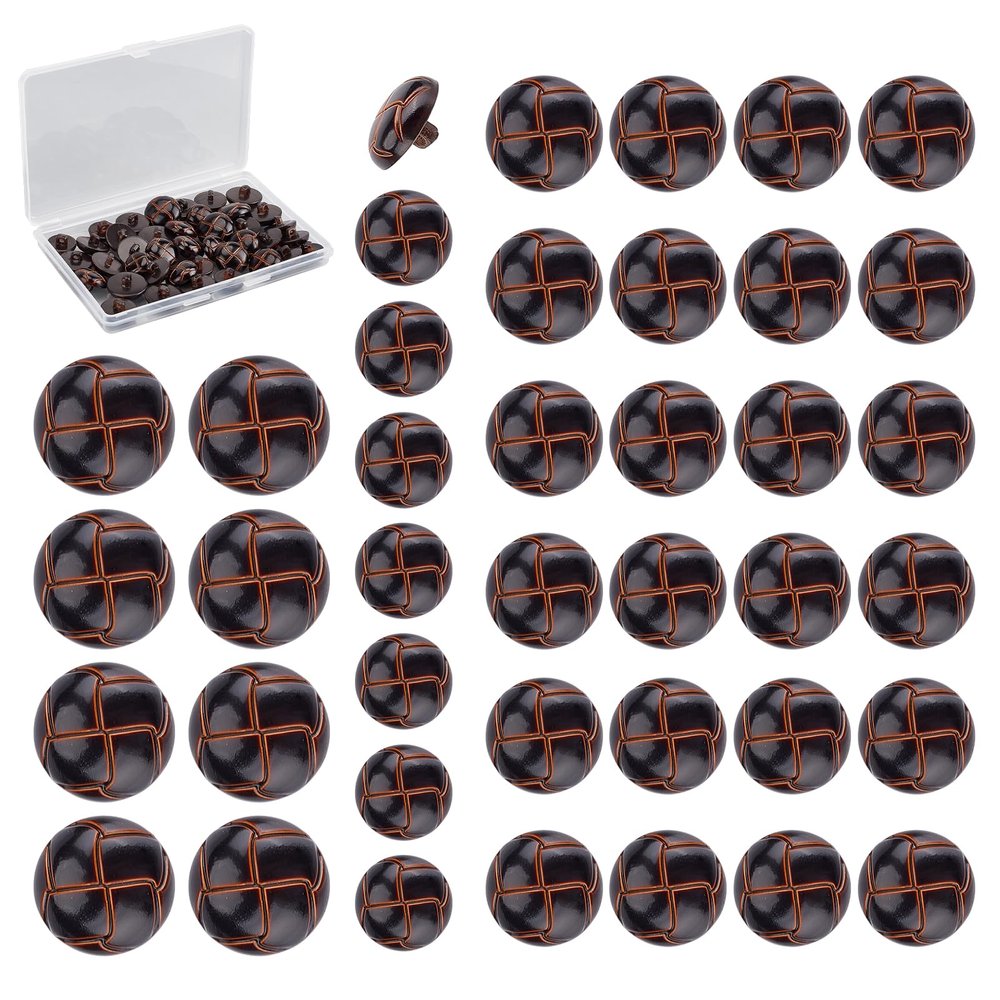 letsinstyle 40 Pack 3-Color Faux Leather Buttons with Football Pattern