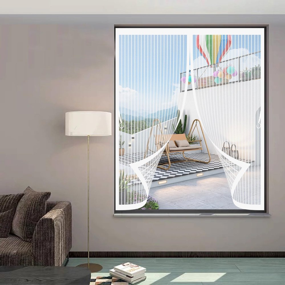 Magnetic Insect Screen Curtain 57 x 130 cm (W x H), Adjustable, Light-Transmitting, Self-Closing, White
