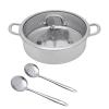 CHIMHOON 32 cm 304 Stainless Steel Divided Hot Pot with Glass Lid view 1