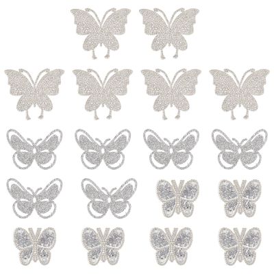 CHGCRAFT 18-Piece Rhinestone Butterfly Iron-On Patches