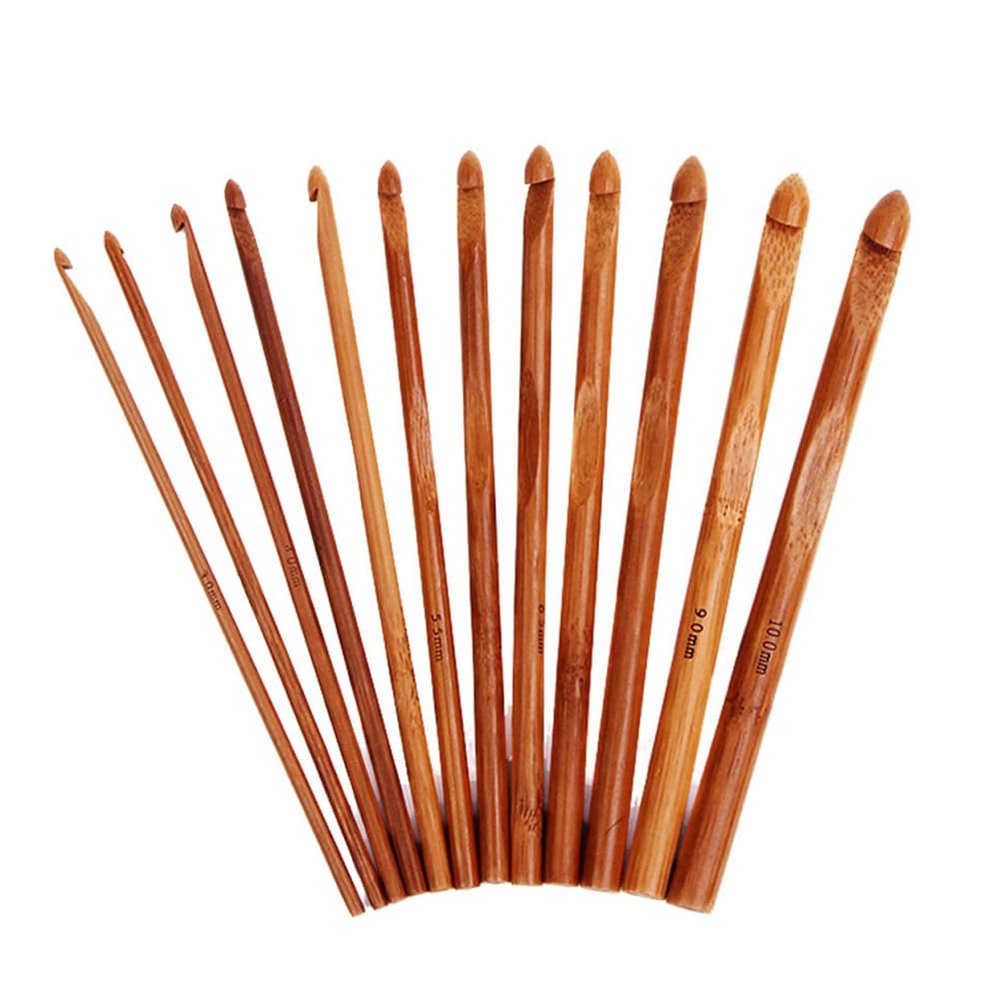 CALFOVERA 12-Piece Carbonized Bamboo Knitting Needle Set
