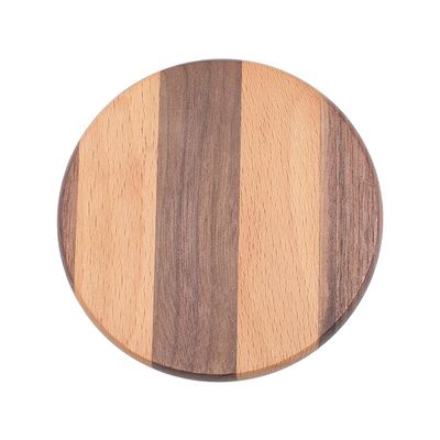 CALFOVERA 3.5 Inch Round Coaster with Wood Inlay