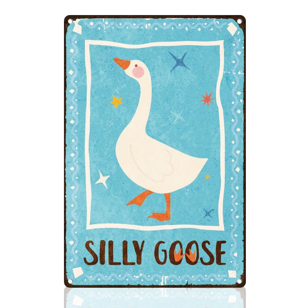 DOODLREAM Metal Sign with Goose Design