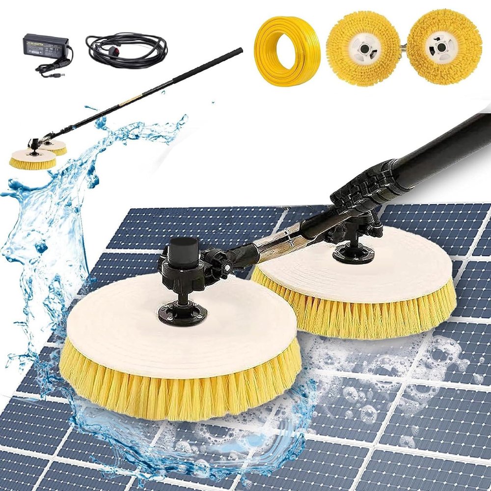 AUTUMFLATGAO 5.5 m Telescopic Solar Panel Cleaning Brush with Water Connection