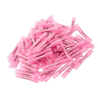 100 Heat Shrink Butt Connectors, 0.5–1.5 mm, Pink