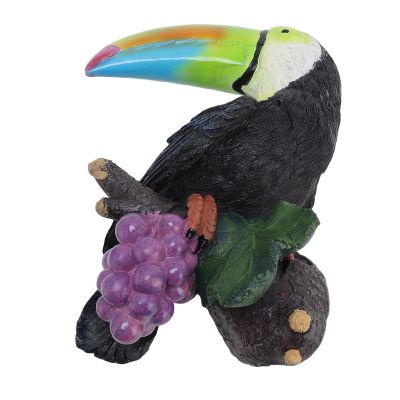 Eujgoov Hand-Painted Toucan Tree Decor, Colorful Hanging Outdoor Garden Sculpture