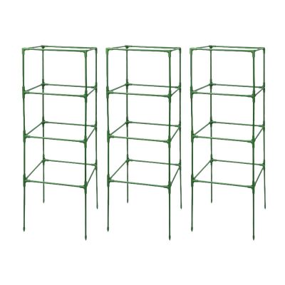 TXLEAPEY 3-Pack Square Tomato Cages, Weather-Resistant, Height-Adjustable