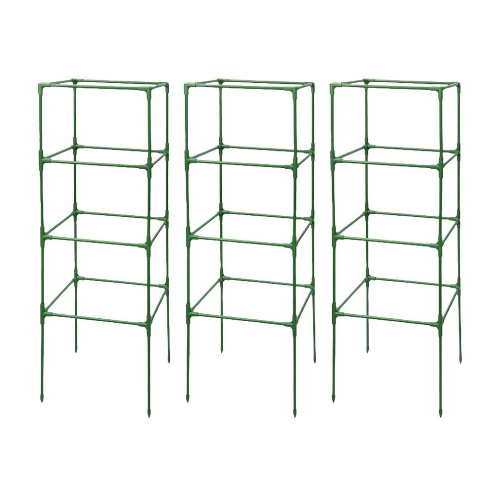 TXLEAPEY 3-Pack Square Tomato Cages, Weather-Resistant, Height-Adjustable