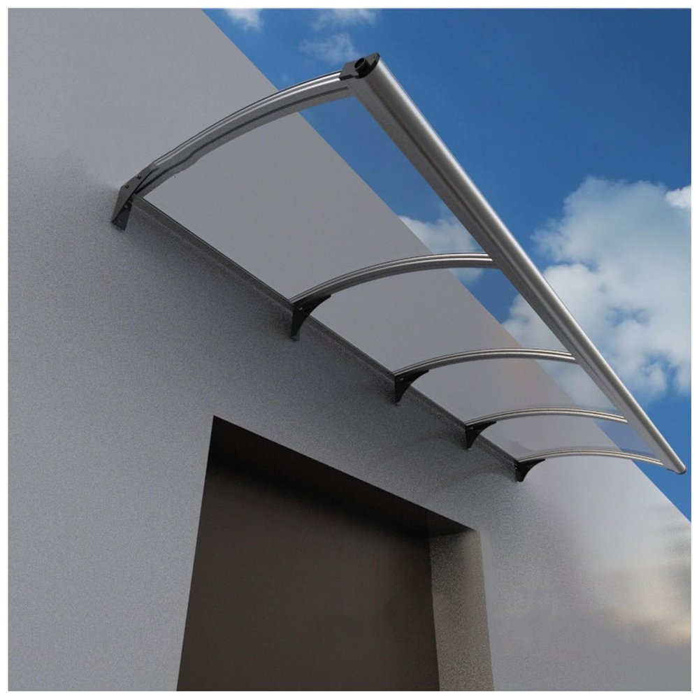 FENGZEQUAN Aluminum and Polycarbonate Door Awning, Transparent, 100 x 330 cm