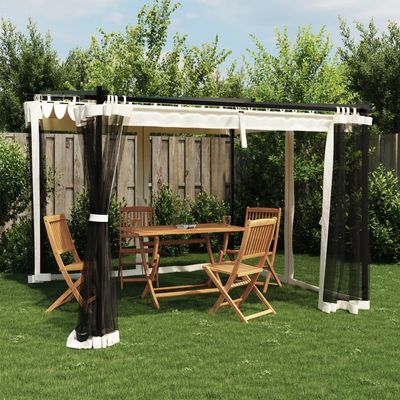 Gazebo with Lattice Walls, Cream, 3 x 3 m, Aluminum/Steel